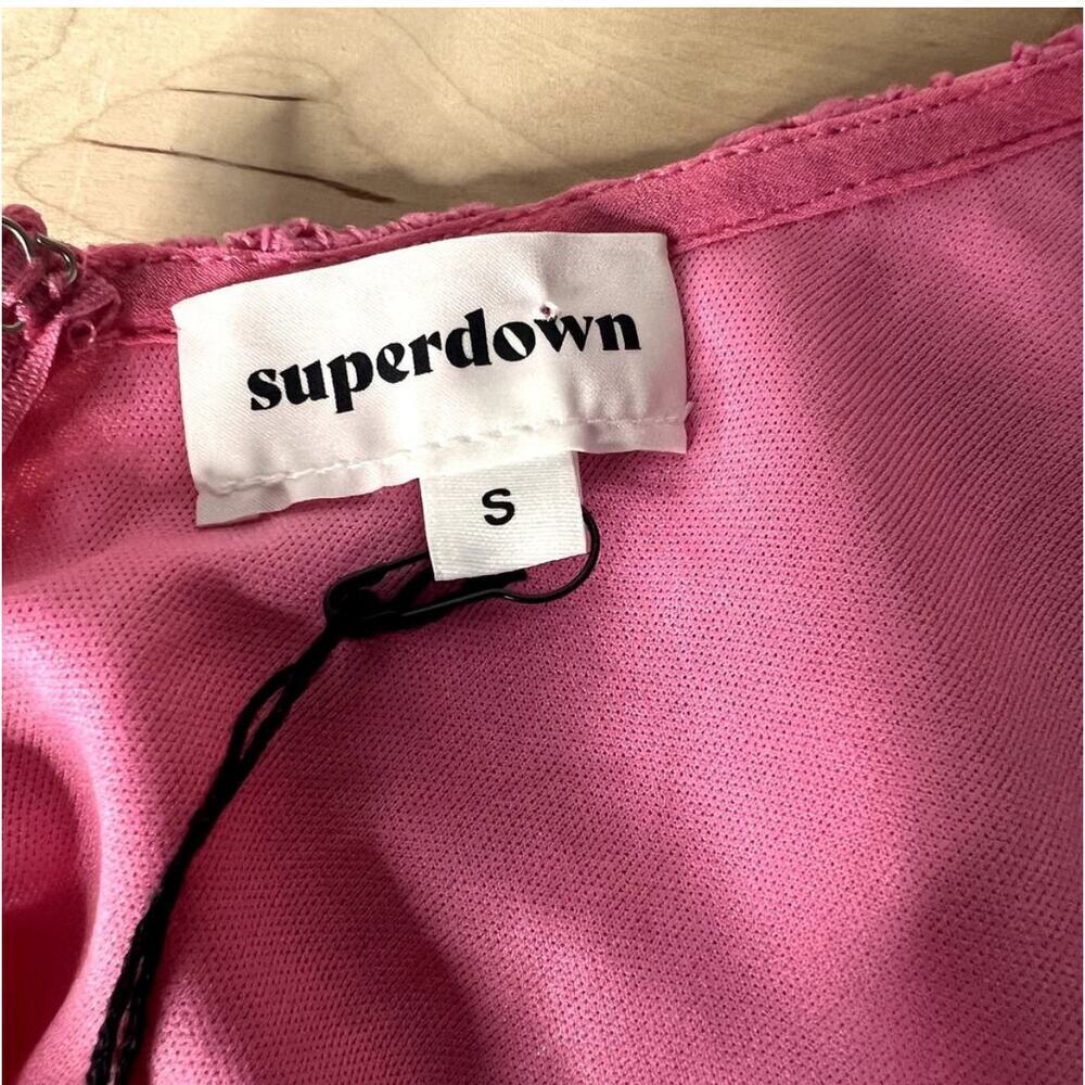 Superdown Pink Vita Open Back Mini Dress Size Small Lace Crochet Cocktail Event - Picture 9 of 12